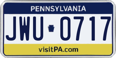 PA license plate JWU0717