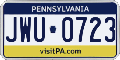 PA license plate JWU0723