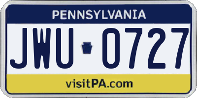 PA license plate JWU0727