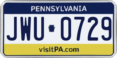 PA license plate JWU0729