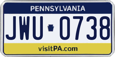 PA license plate JWU0738