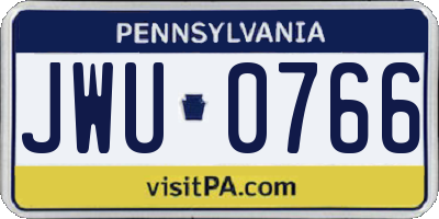 PA license plate JWU0766