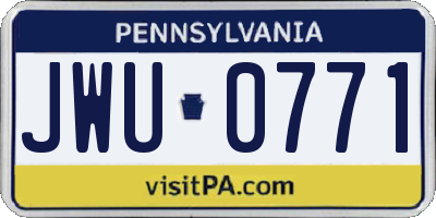 PA license plate JWU0771