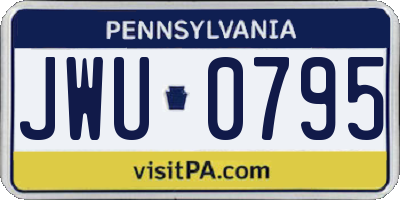 PA license plate JWU0795