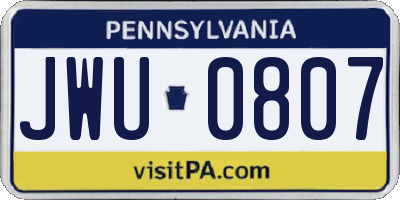 PA license plate JWU0807