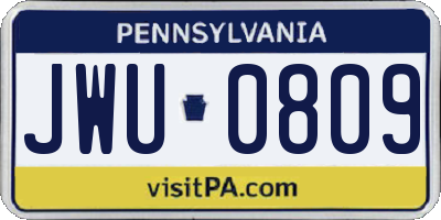 PA license plate JWU0809