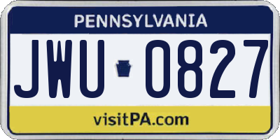 PA license plate JWU0827
