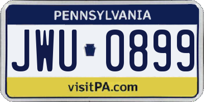 PA license plate JWU0899