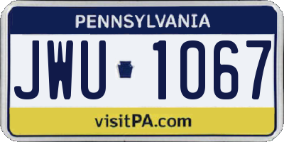 PA license plate JWU1067