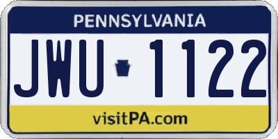 PA license plate JWU1122