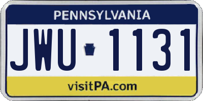 PA license plate JWU1131