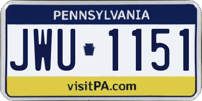 PA license plate JWU1151