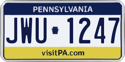 PA license plate JWU1247