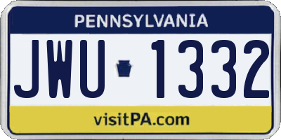 PA license plate JWU1332