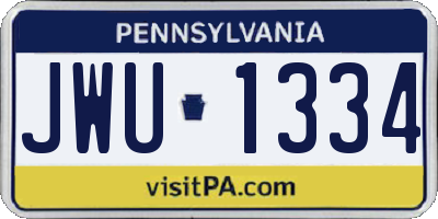 PA license plate JWU1334