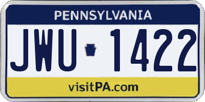 PA license plate JWU1422