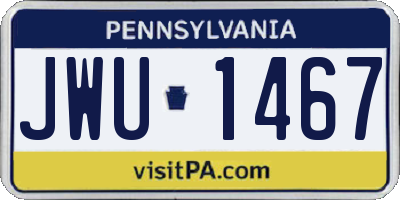 PA license plate JWU1467