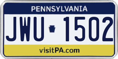 PA license plate JWU1502