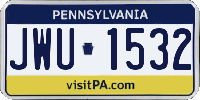PA license plate JWU1532