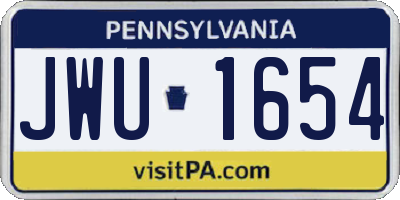 PA license plate JWU1654