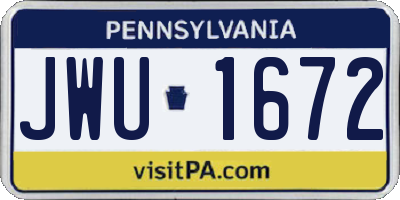PA license plate JWU1672