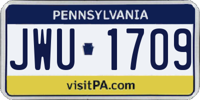 PA license plate JWU1709