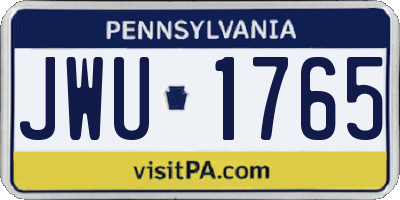 PA license plate JWU1765