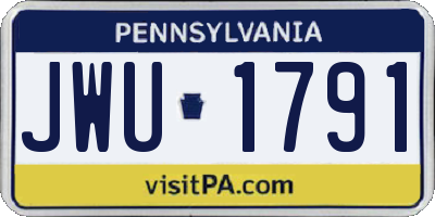 PA license plate JWU1791