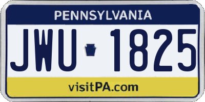 PA license plate JWU1825