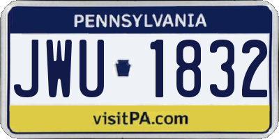 PA license plate JWU1832