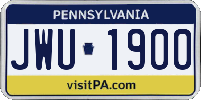 PA license plate JWU1900