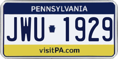 PA license plate JWU1929