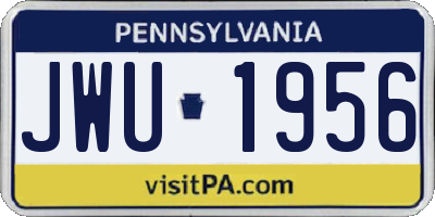 PA license plate JWU1956