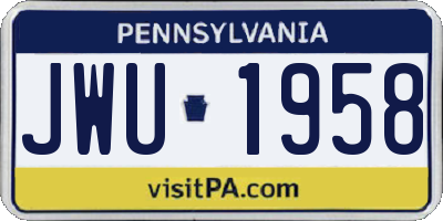PA license plate JWU1958