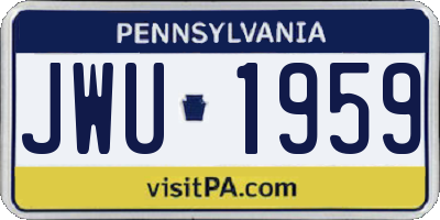 PA license plate JWU1959
