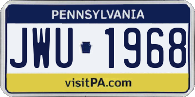 PA license plate JWU1968