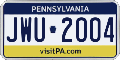 PA license plate JWU2004