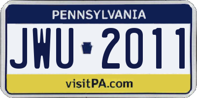 PA license plate JWU2011