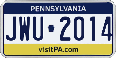 PA license plate JWU2014