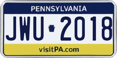 PA license plate JWU2018