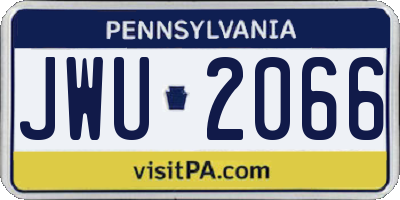 PA license plate JWU2066