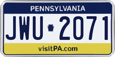 PA license plate JWU2071