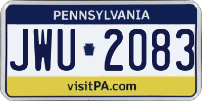 PA license plate JWU2083