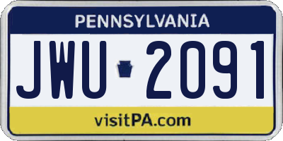 PA license plate JWU2091