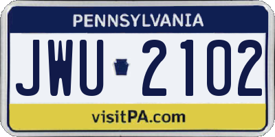 PA license plate JWU2102