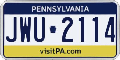 PA license plate JWU2114