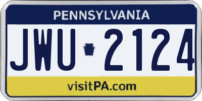 PA license plate JWU2124