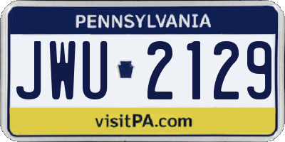 PA license plate JWU2129