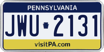 PA license plate JWU2131