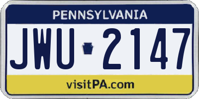 PA license plate JWU2147